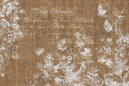 Floral Burlap - Landscape - Roycycled Decoupage Paper