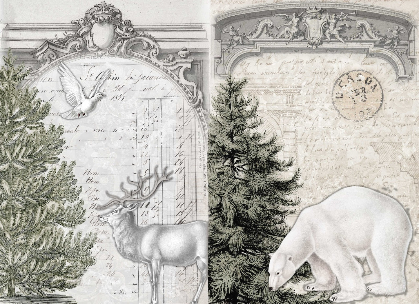 Neutral Christmas Project Blocks - Roycycled Decoupage Paper