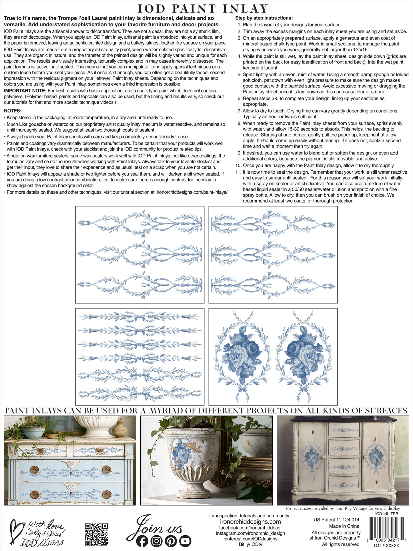 Trompe l'oeil Bleu - IOD Paint Inlay - Limited Edition