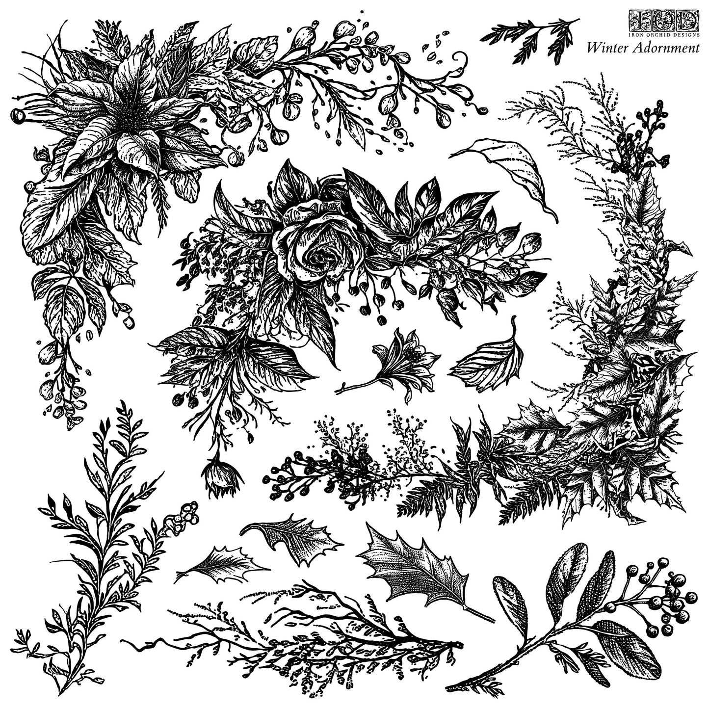 Winter Adornment - IOD Decor Stamp - Winter 2023 Limited Edition