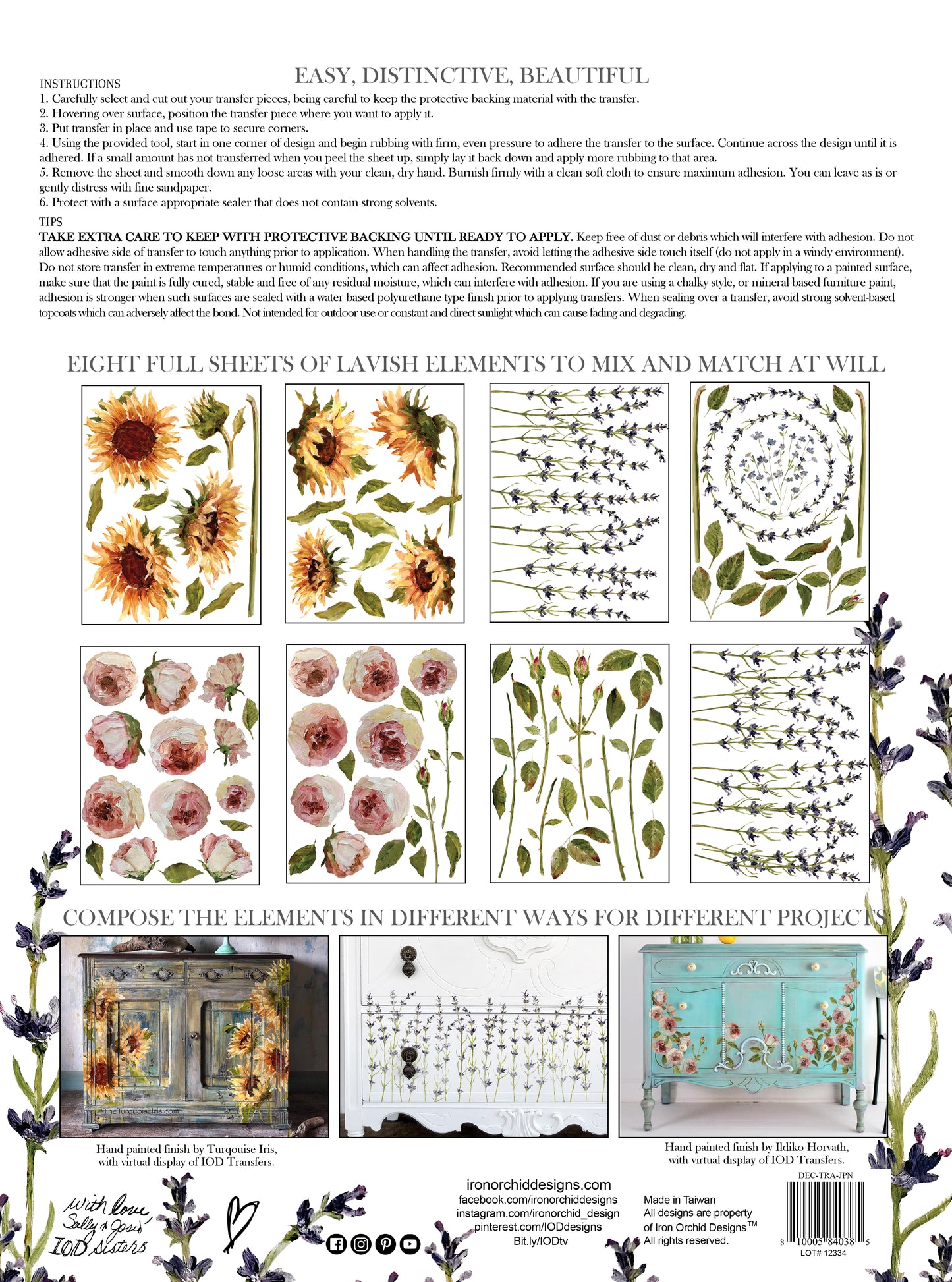Painterly Florals - IOD Transfer