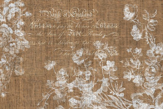 Floral Burlap - Landscape - Roycycled Decoupage Paper