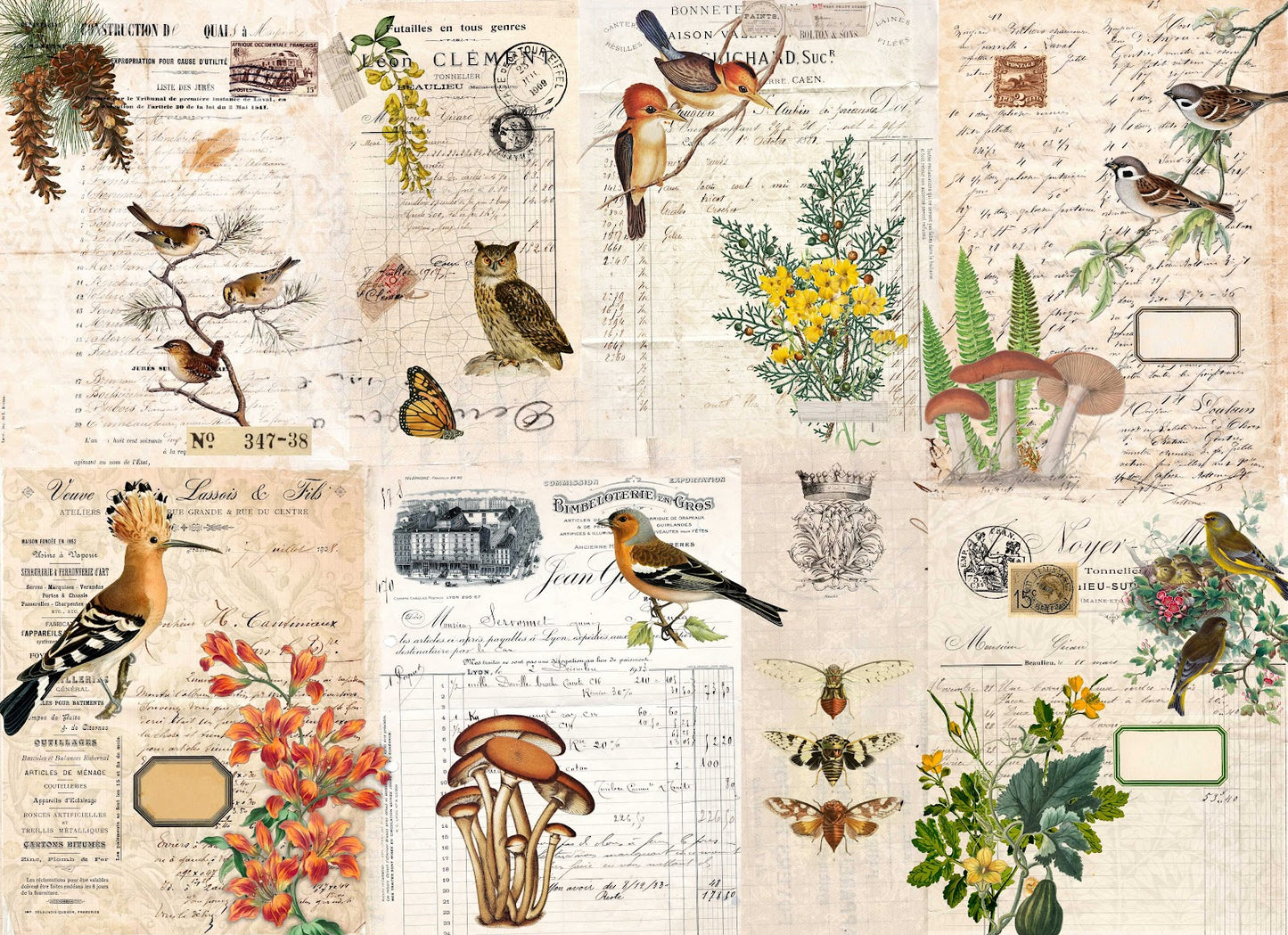 Fall Botanical Project Blocks - Roycycled Decoupage Paper
