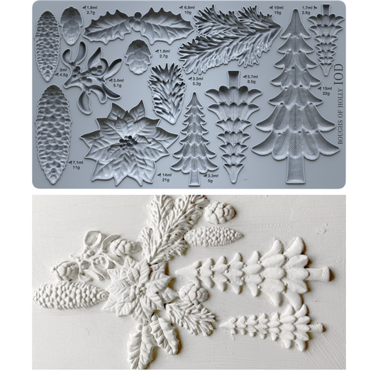 Boughs of Holly - IOD Mould 6 x 10 - Winter Encore 2026 Limited Edition