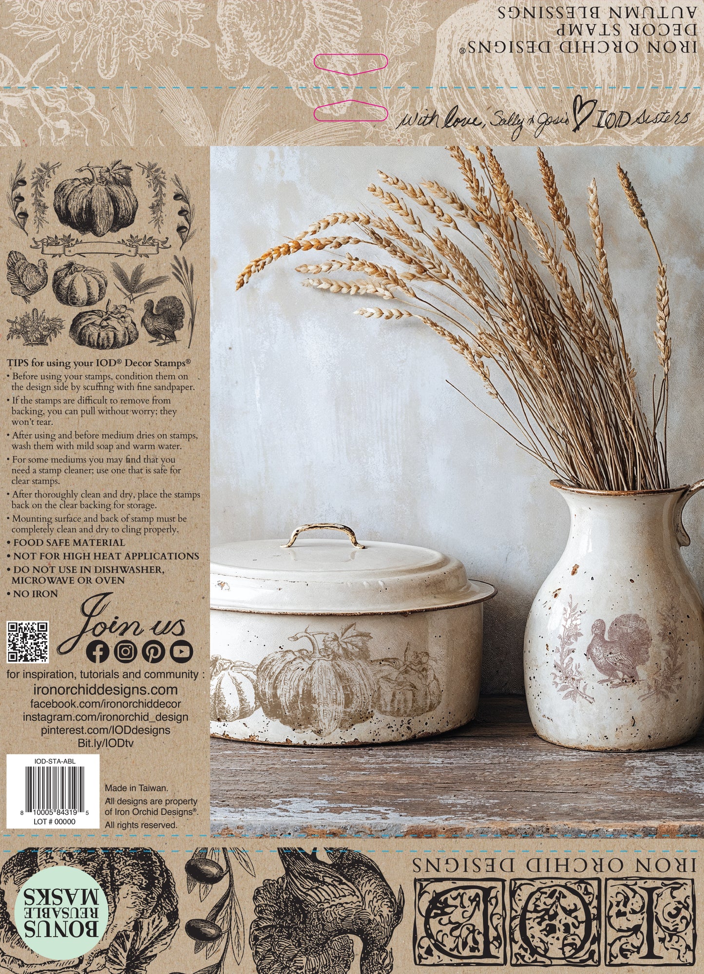 Autumn Blessings - IOD Decor Stamp 12x12 - 2025 Holiday