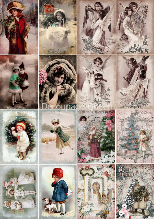 Vintage Christmas Minis  - Decoupage Queen Rice Paper