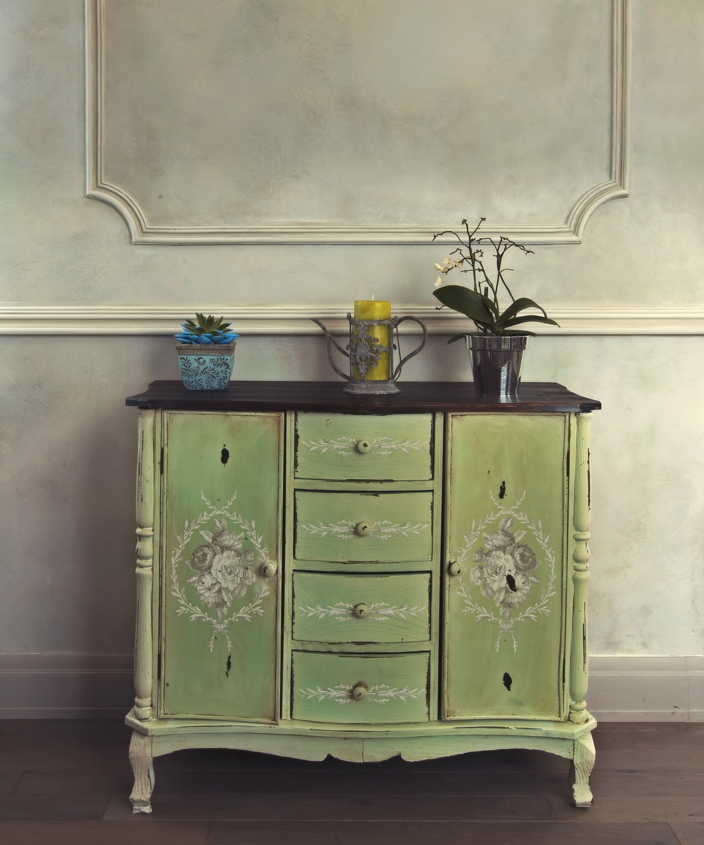 Trompe l'oeil laurel - IOD Paint Inlay - Limited Edition