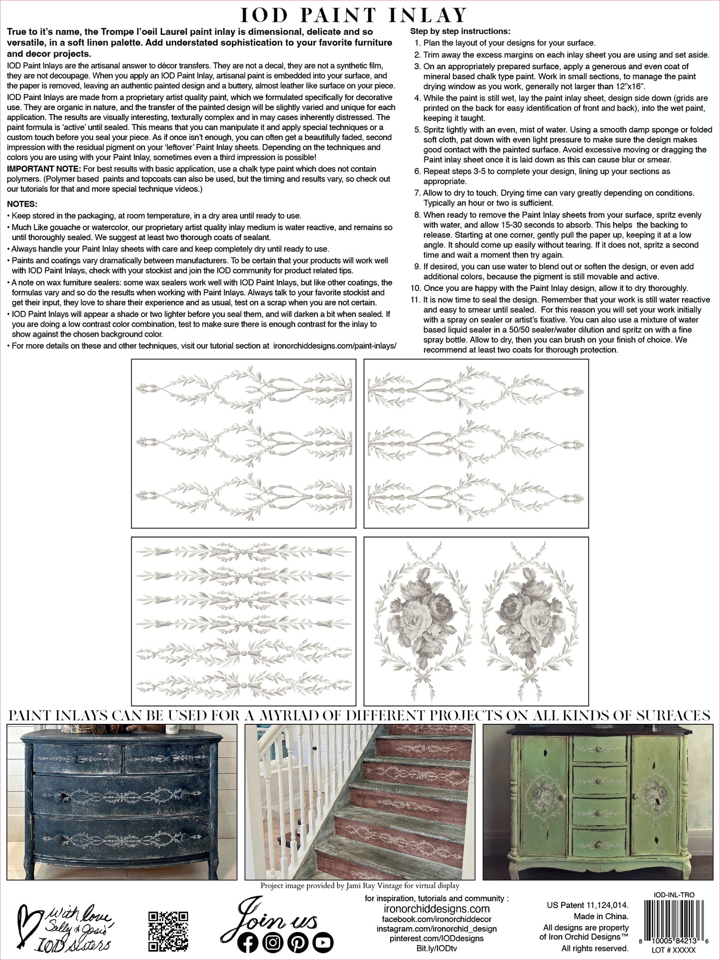 Trompe l'oeil laurel - IOD Paint Inlay - Limited Edition